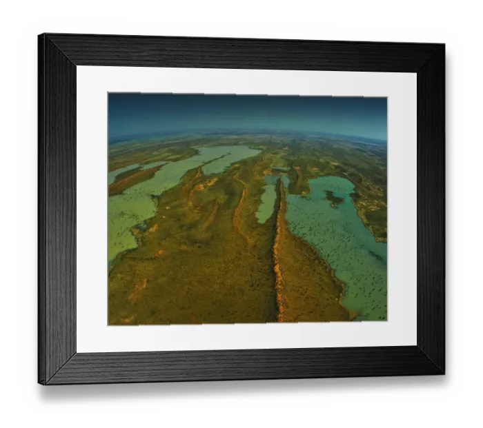 Framed Print : An Aerial view of the Australian outback in flood, showing the vibrant colours of the Landscape Framed Print : An Aerial view of the Australian outback in flood, showing the vibrant colours of the Landscape