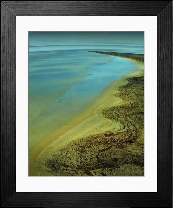 Framed Print : An Aerial view of the Australian outback in flood around Lake Eyre, showing the vibrant colours of the Landscape