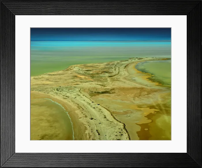 Framed Print : An Aerial view of the Australian outback in flood around Lake Eyre, showing the vibrant colours of the Landscape Framed Print : An Aerial view of the Australian outback in flood around Lake Eyre, showing the vibrant colours of the Landscape