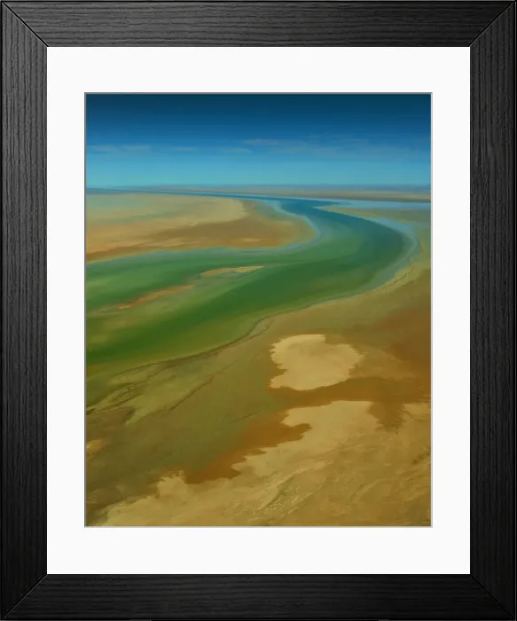 Framed Print : An Aerial view of the Australian outback in flood around Lake Eyre, showing the vibrant colours of the Landscape Framed Print : An Aerial view of the Australian outback in flood around Lake Eyre, showing the vibrant colours of the Landscape