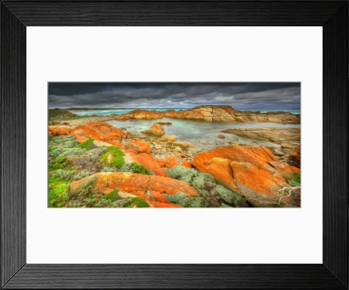 Framed Print : Sheltered cove on the coastline of King Island, Bass Strait, Tasmania, Australia
