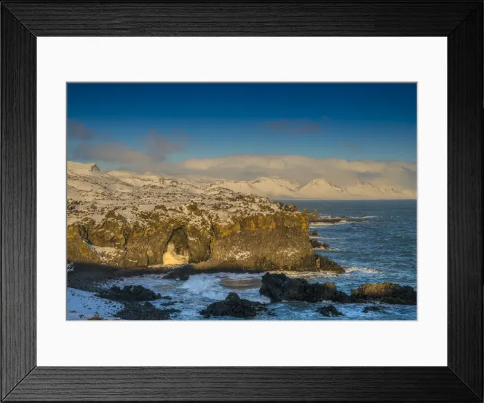 Framed Print : Rugged coastline at Arnarstapi, Snaefellness, Iceland Framed Print : Rugged coastline at Arnarstapi, Snaefellness, Iceland