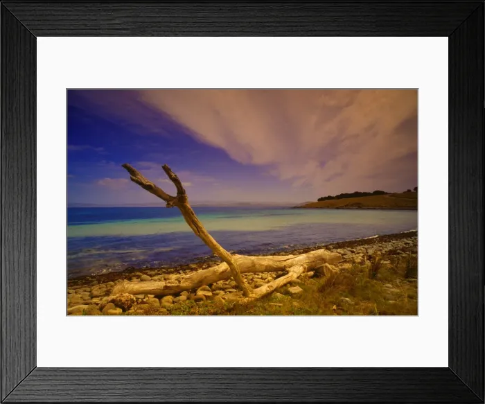 Framed Print : A view along the shoreline of Maria Island and looking towards the east coast of Tasmania