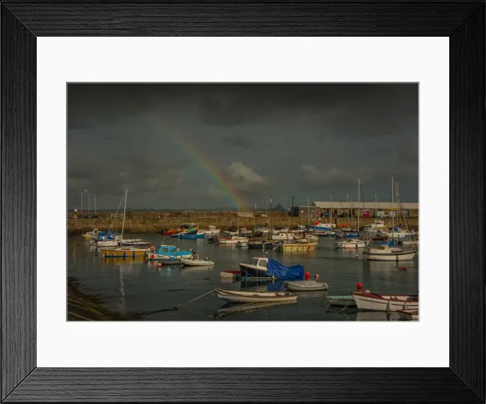 Framed Print : Rainbow over the harbour at Penzance, Cornwall, England, United Kingdom Framed Print : Rainbow over the harbour at Penzance, Cornwall, England, United Kingdom
