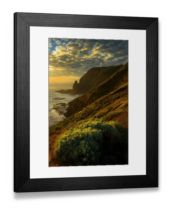 Framed Print : Late afternoon light near dusk on the coastline at Cape Schanck, Mornington Peninsular, Victoria