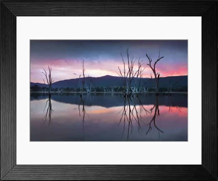Framed Print : Dusk reflections at Lake Nillahcootie, central Victoria Framed Print : Dusk reflections at Lake Nillahcootie, central Victoria