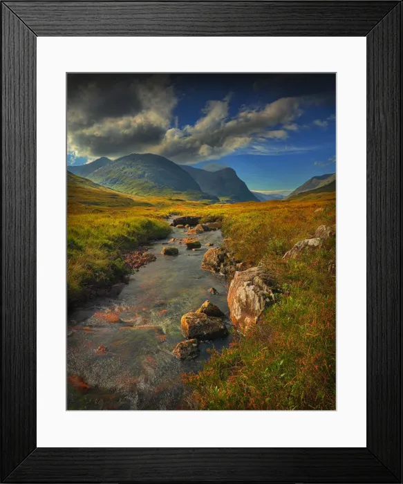 Framed Print : At Glen Etive, with a view to Buachaille Etive Mor, highlands of Scotland