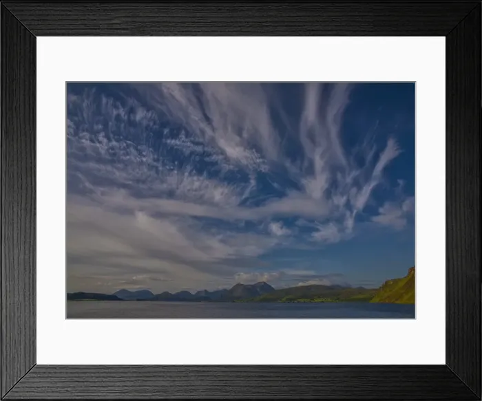 Framed Print : Cloudscape in Portree harbour, Isle of Skye, Scotland, the United Kingdom