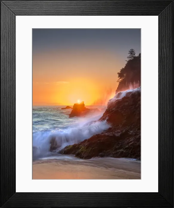 Framed Print : Sunset at Ansons Bay on the coastline of Norfolk Island