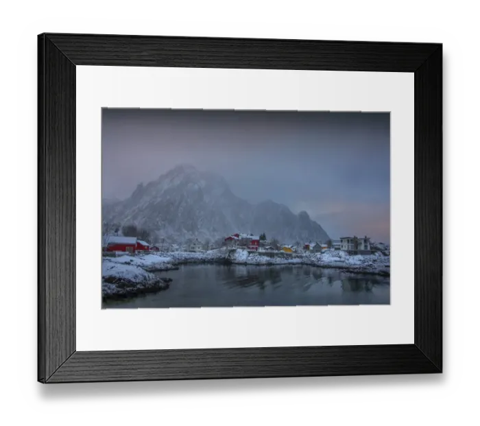Framed Print : A winter scene in Svelvaar, Lofoten Peninsular, Norway Framed Print : A winter scene in Svelvaar, Lofoten Peninsular, Norway