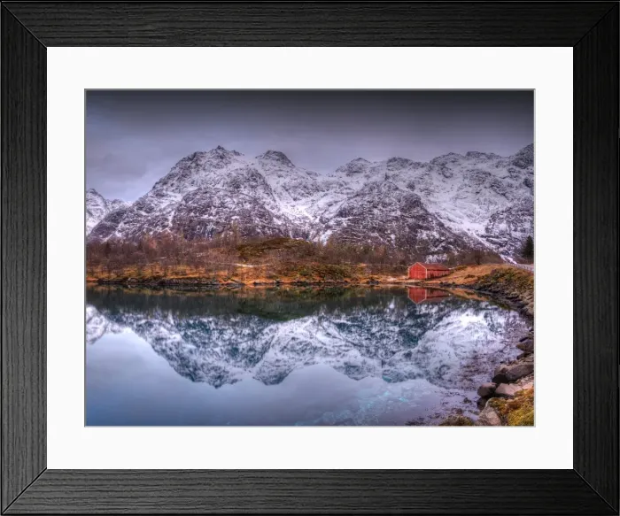 Framed Print : Winter reflections, Lofoten Peninsular, Norway