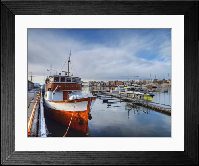 Framed Print : Oslo harbour and waterfront in winter, Norway