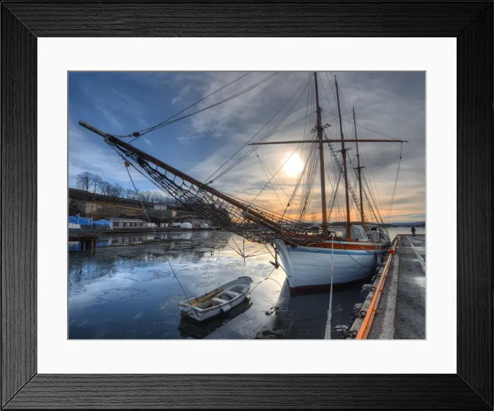 Framed Print : Oslo harbour and waterfront in winter, Norway