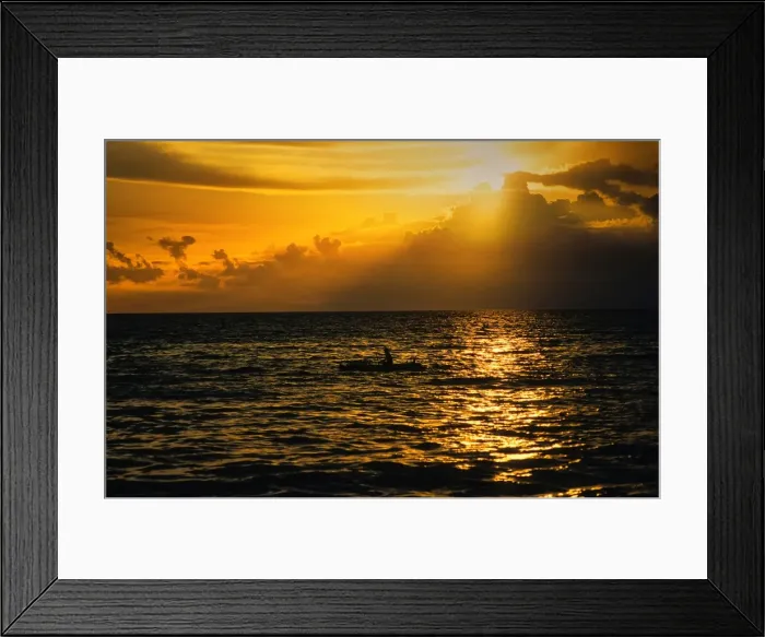 Framed Print : Fishing boat out along the coastline at dusk, Island of Lombok, Indonesia Framed Print : Fishing boat out along the coastline at dusk, Island of Lombok, Indonesia