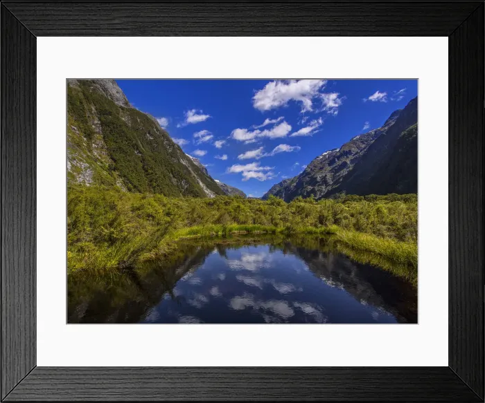 Framed Print : Lagoon reflections, Milford sound, South Island of New Zealand Framed Print : Lagoon reflections, Milford sound, South Island of New Zealand