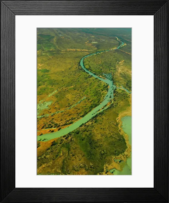 Framed Print : Aerial view of the Channel country in flood, outback Queensland, Australia
