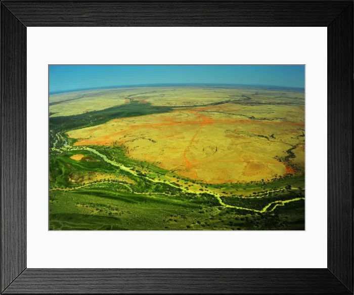Framed Print : Aerial view of the Channel country in flood, outback Queensland, Australia