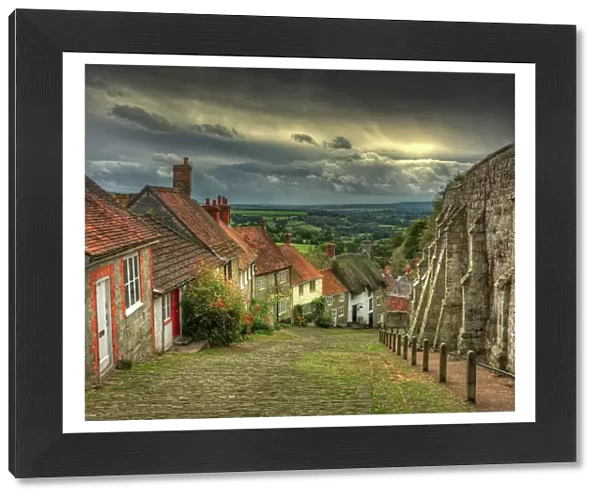 View Down Gold Hill, Shaftsbury, Dorset, England