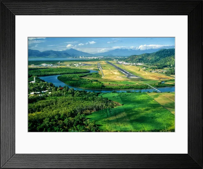 Framed Print : Cairns airport, Aerial view, Queensland, Australia Framed Print : Cairns airport, Aerial view, Queensland, Australia