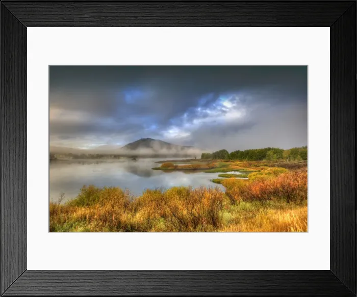 Framed Print : The scenically beautiful Grand Teton Mountain range from Oxbow bend turnout, Grand Teton National Park, Wyoming, USA