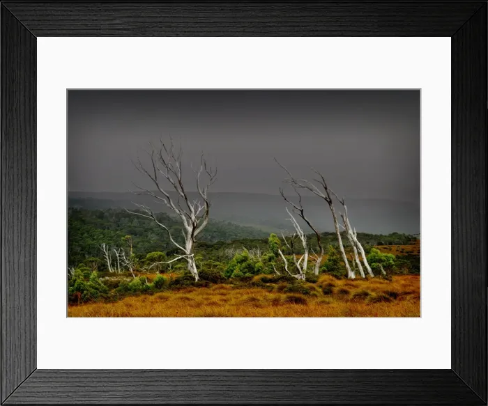 Framed Print : Approaching storm in the central highlands of Tasmania, Australia