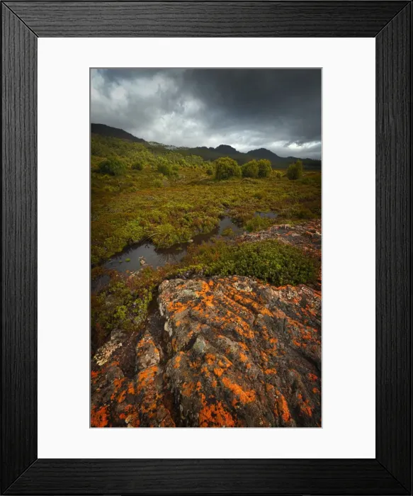 Framed Print : Storm approaching in the Hartz mountains, Tasmania, Australia Framed Print : Storm approaching in the Hartz mountains, Tasmania, Australia
