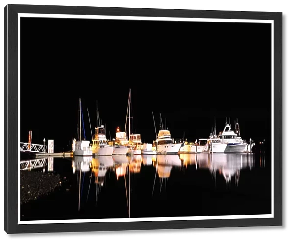St-Helens commercial fishing wharf at night, east coastline of Tasmania, Australia