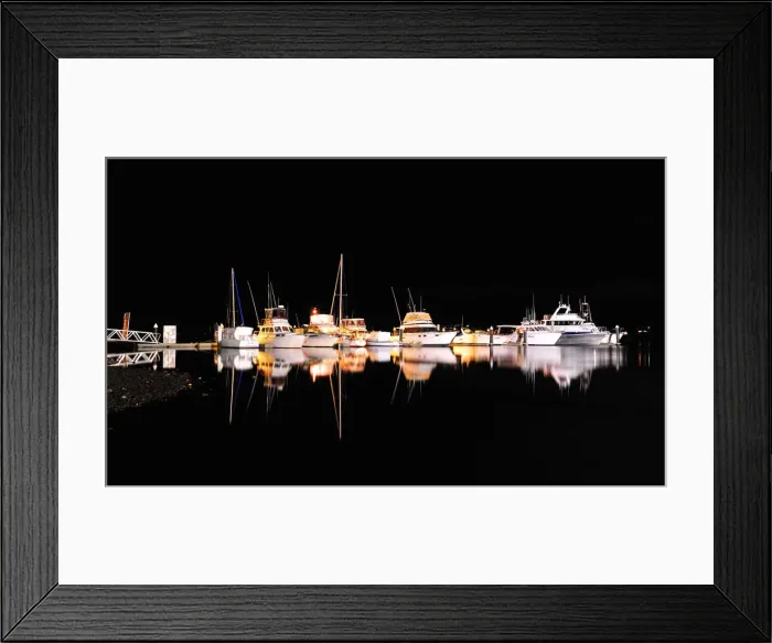 Framed Print : St-Helens commercial fishing wharf at night, east coastline of Tasmania, Australia