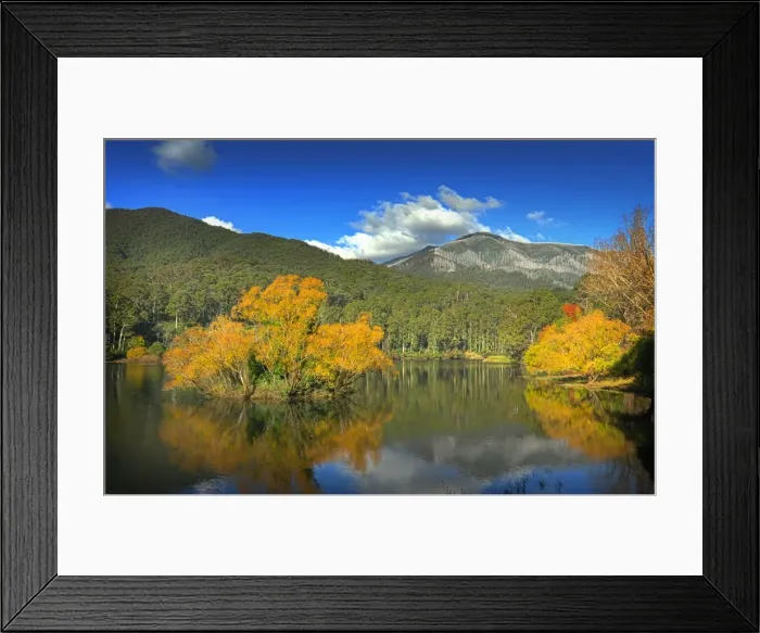 Framed Print : Lake Guy in autumn, Bogong, Central highlands of Victoria, Australia Framed Print : Lake Guy in autumn, Bogong, Central highlands of Victoria, Australia