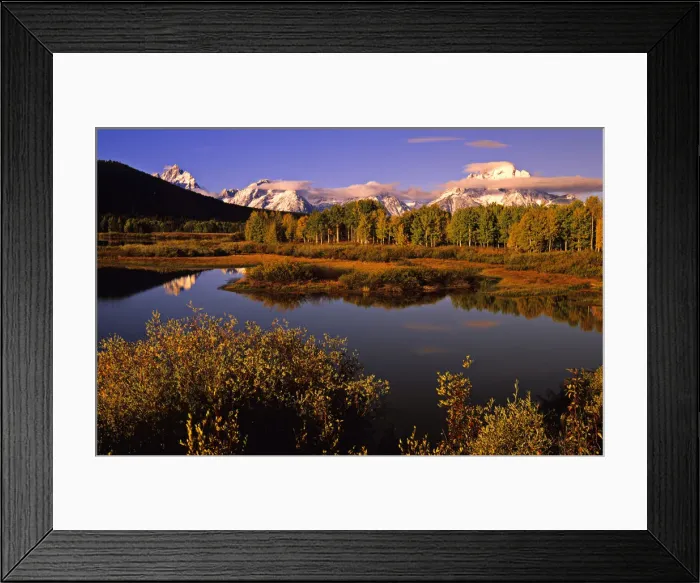 Framed Print : The scenically beautiful Grand Teton Mountain range from Oxbow bend turnout, Grand Teton National Park, Wyoming, USA