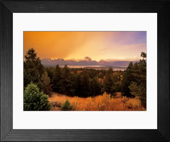 Framed Print : The view from the summit of Signal mountain to the Teton Range, Wyoming, USA