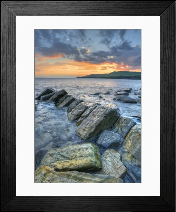 Framed Print : Dusk at Kimmeridge bay, Jurassic coastline, Dorset, England Framed Print : Dusk at Kimmeridge bay, Jurassic coastline, Dorset, England