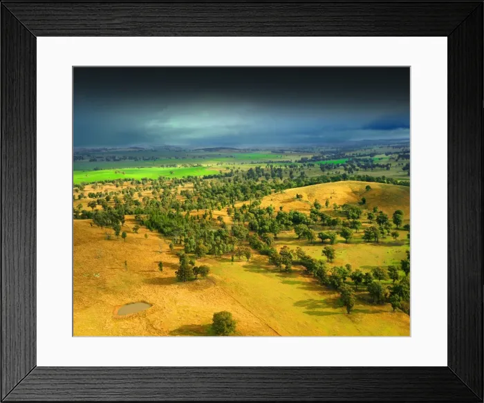 Framed Print : Storm-light over farmland in Western New south Wales, Australia