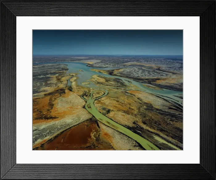 Framed Print : Aerial view of the Warbuton River in flood, outback South Australia Framed Print : Aerial view of the Warbuton River in flood, outback South Australia