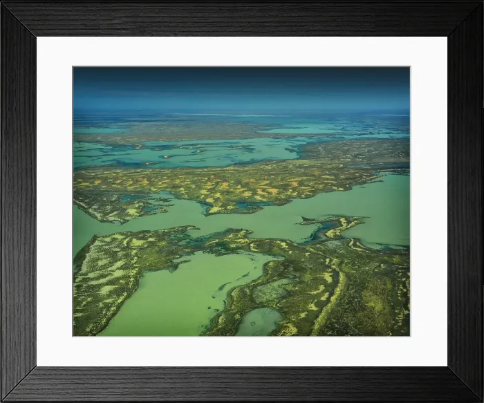 Framed Print : Aerial view of the Warbuton River in flood, outback South Australia Framed Print : Aerial view of the Warbuton River in flood, outback South Australia