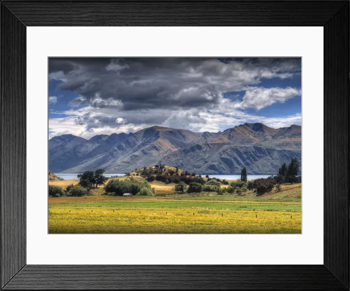 Framed Print : A rural scene of farmland near Wanaka, in the Autumn, South Island, New Zealand Framed Print : A rural scene of farmland near Wanaka, in the Autumn, South Island, New Zealand
