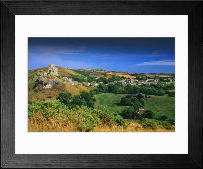 Framed Print : A countryside view near Corfe Castle, Isle of Purbeck, Dorset, England Framed Print : A countryside view near Corfe Castle, Isle of Purbeck, Dorset, England