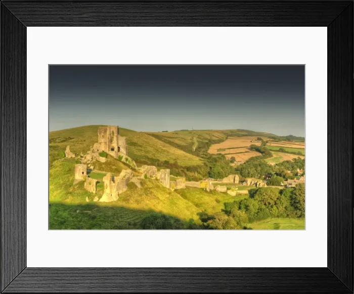 Framed Print : A countryside view near Corfe Castle, Isle of Purbeck, Dorset, England Framed Print : A countryside view near Corfe Castle, Isle of Purbeck, Dorset, England