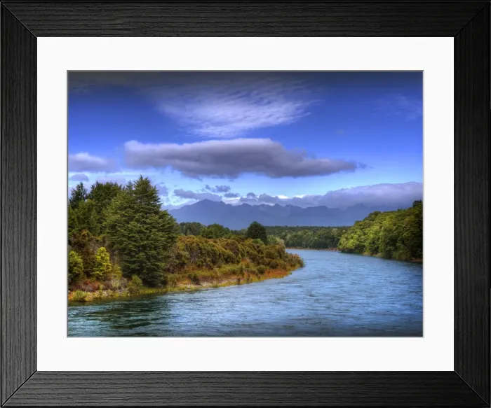 Framed Print : Rainforest and beautiful countryside around the Waiau river, South Island, New Zealand