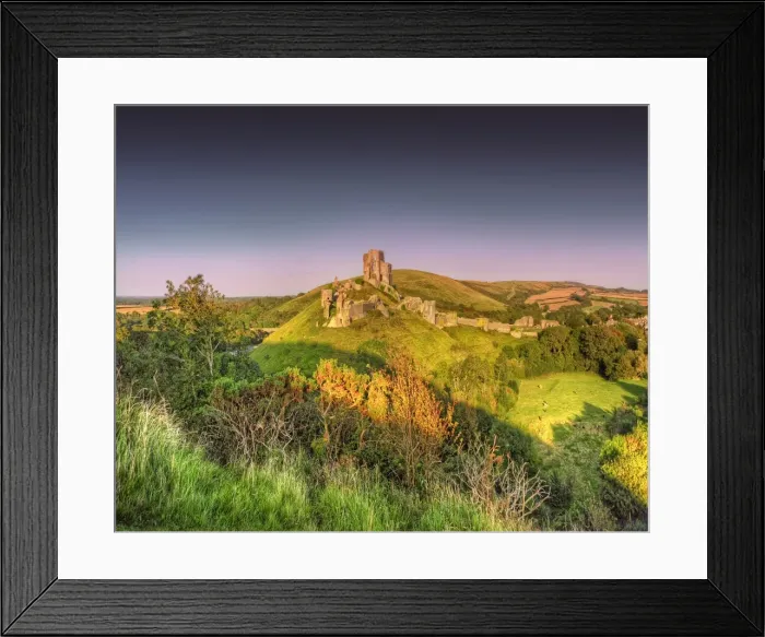 Framed Print : A countryside view near Corfe Castle, Isle of Purbeck, Dorset, England