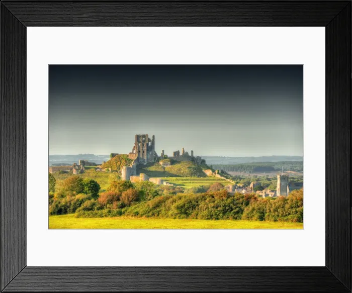 Framed Print : A countryside view near Corfe Castle, Isle of Purbeck, Dorset, England Framed Print : A countryside view near Corfe Castle, Isle of Purbeck, Dorset, England
