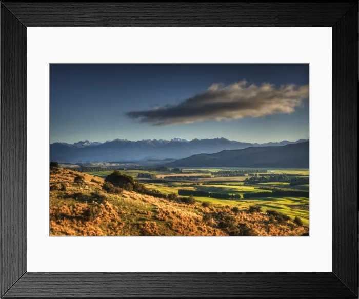 Framed Print : Scenic view near Te-Anau in the late afternoon, with Autumn colour display, South Island, New Zealand