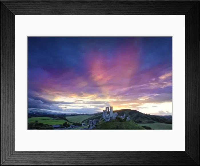 Framed Print : A countryside view near Corfe Castle, Isle of Purbeck, Dorset, England Framed Print : A countryside view near Corfe Castle, Isle of Purbeck, Dorset, England