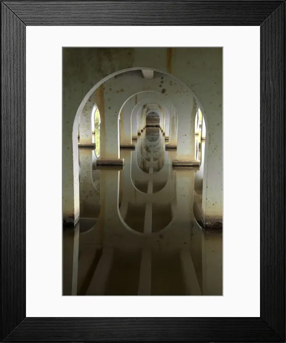 Framed Print : Concrete Arches beneath a bridge in Benalla, Victoria Framed Print : Concrete Arches beneath a bridge in Benalla, Victoria