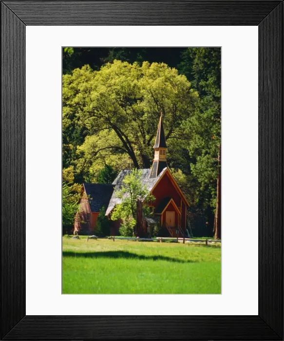 Framed Print : Historic chapel in the Yosemite National Park, California, western United States of America Framed Print : Historic chapel in the Yosemite National Park, California, western United States of America