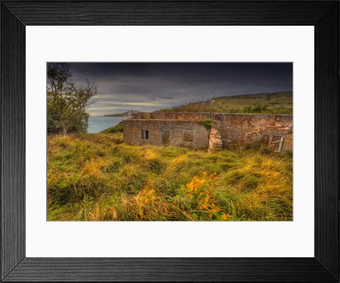 Framed Print : Coastal ruins at Worbarrow bay, Dorset, England