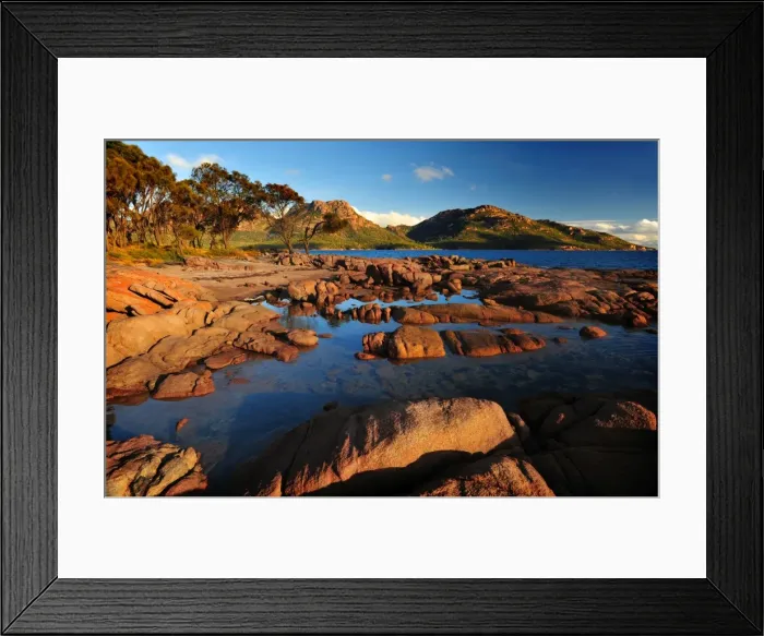 Framed Print : A view to the Hazards, Coles Bay, east coastline of Tasmania, Australia