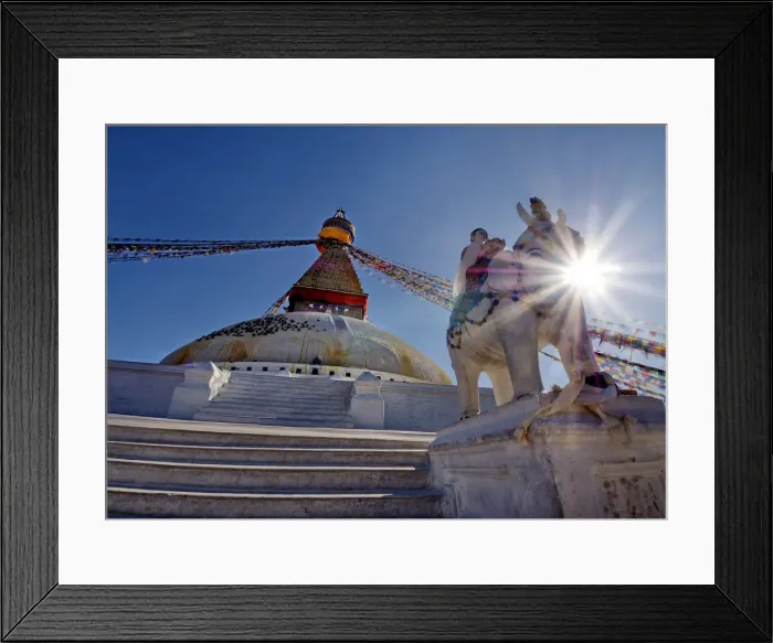 Framed Print : Sunstar at Boudhanath, Western Himalayas, Nepal Framed Print : Sunstar at Boudhanath, Western Himalayas, Nepal