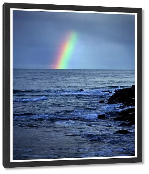 Rainbow over the ocean at Portland, Victoria, Australia