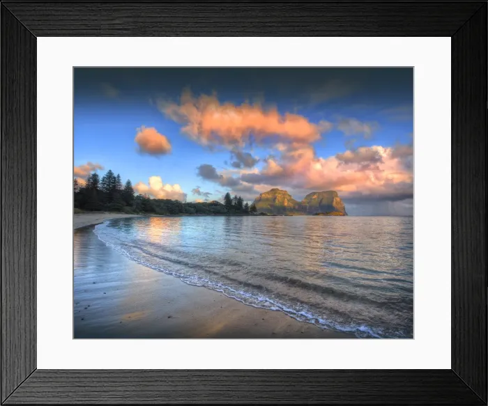 Framed Print : Shoreline dusk on settlement beach, Lord Howe Island